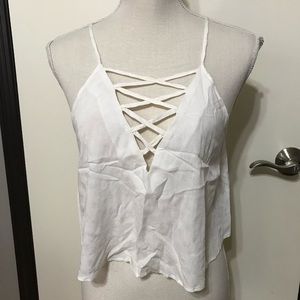 Deep V crisscrossed tank top